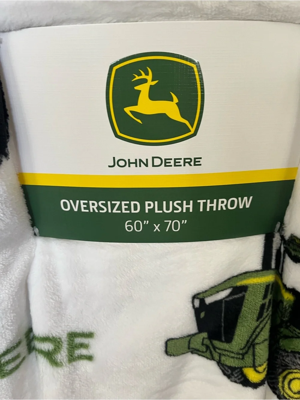 John Deere Green & Yellow Logo Tractor Plush Throw Blanket